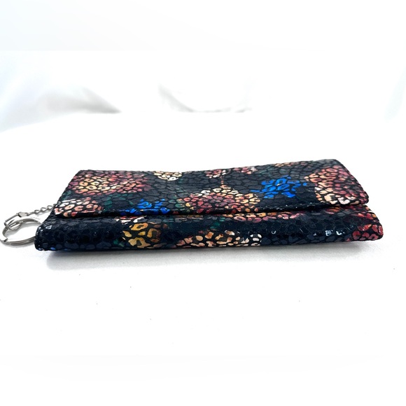 HOBO International Multicolor Stained Glass Floral Leather Long Wallet Key Ring - Picture 3 of 8